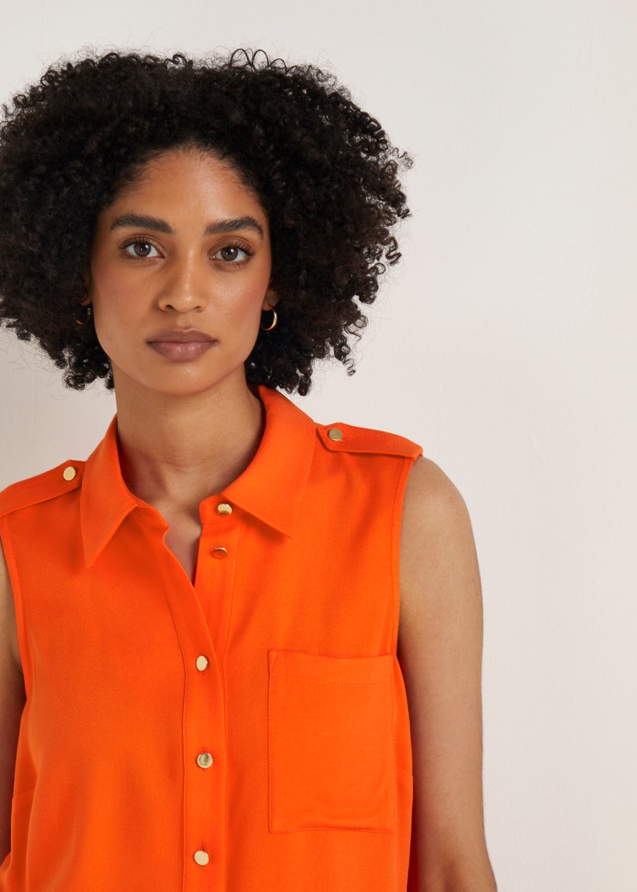 Et Vous Orange Button Utility Top