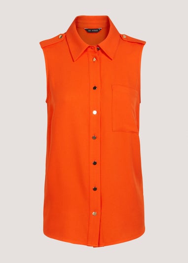 Et Vous Orange Button Utility Top