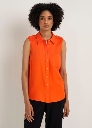 Et Vous Orange Button Utility Top