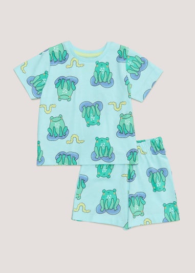 Boys Green Frog Print Short Pyjama Set (9mths-5yrs)