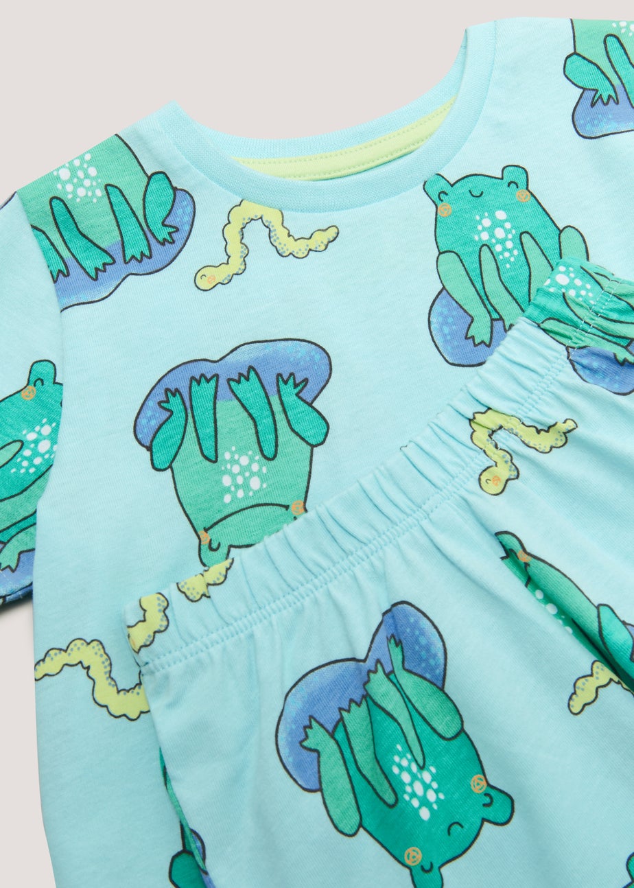 Boys Green Frog Print Short Pyjama Set (9mths-5yrs)