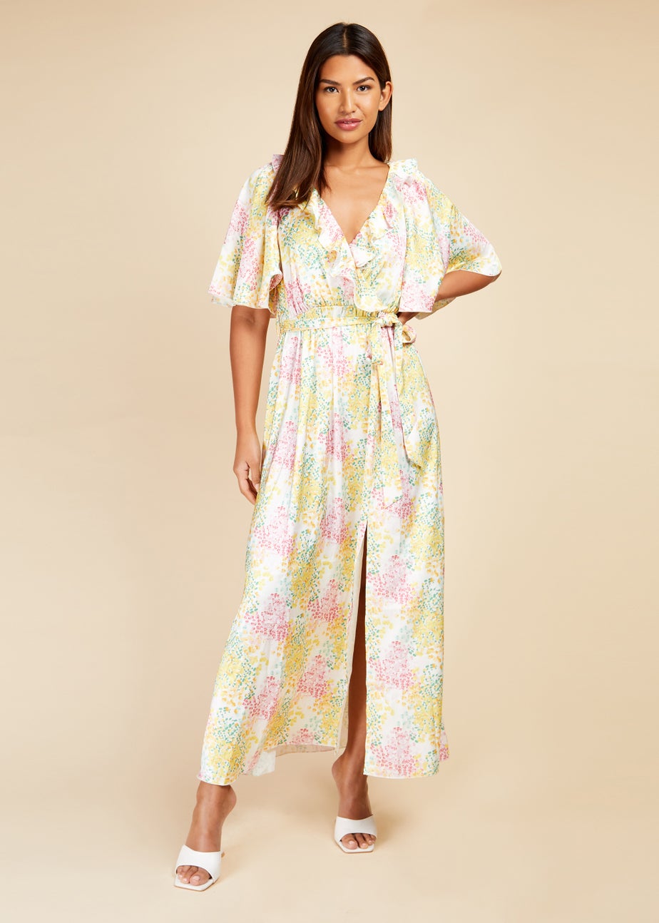 Little Mistress Blossom Frill Mock Wrap Maxi Dress