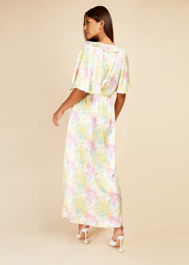 Little Mistress Blossom Frill Mock Wrap Maxi Dress