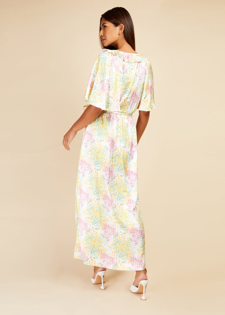 Little Mistress Blossom Frill Mock Wrap Maxi Dress