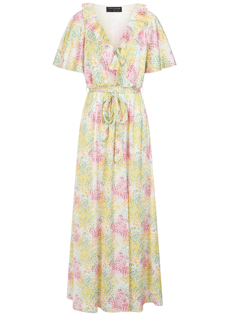 Little Mistress Blossom Frill Mock Wrap Maxi Dress