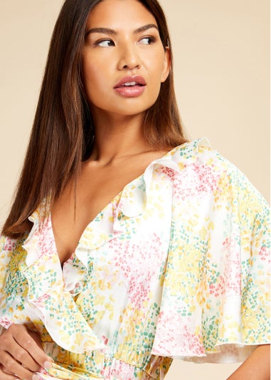 Little Mistress Blossom Frill Mock Wrap Maxi Dress