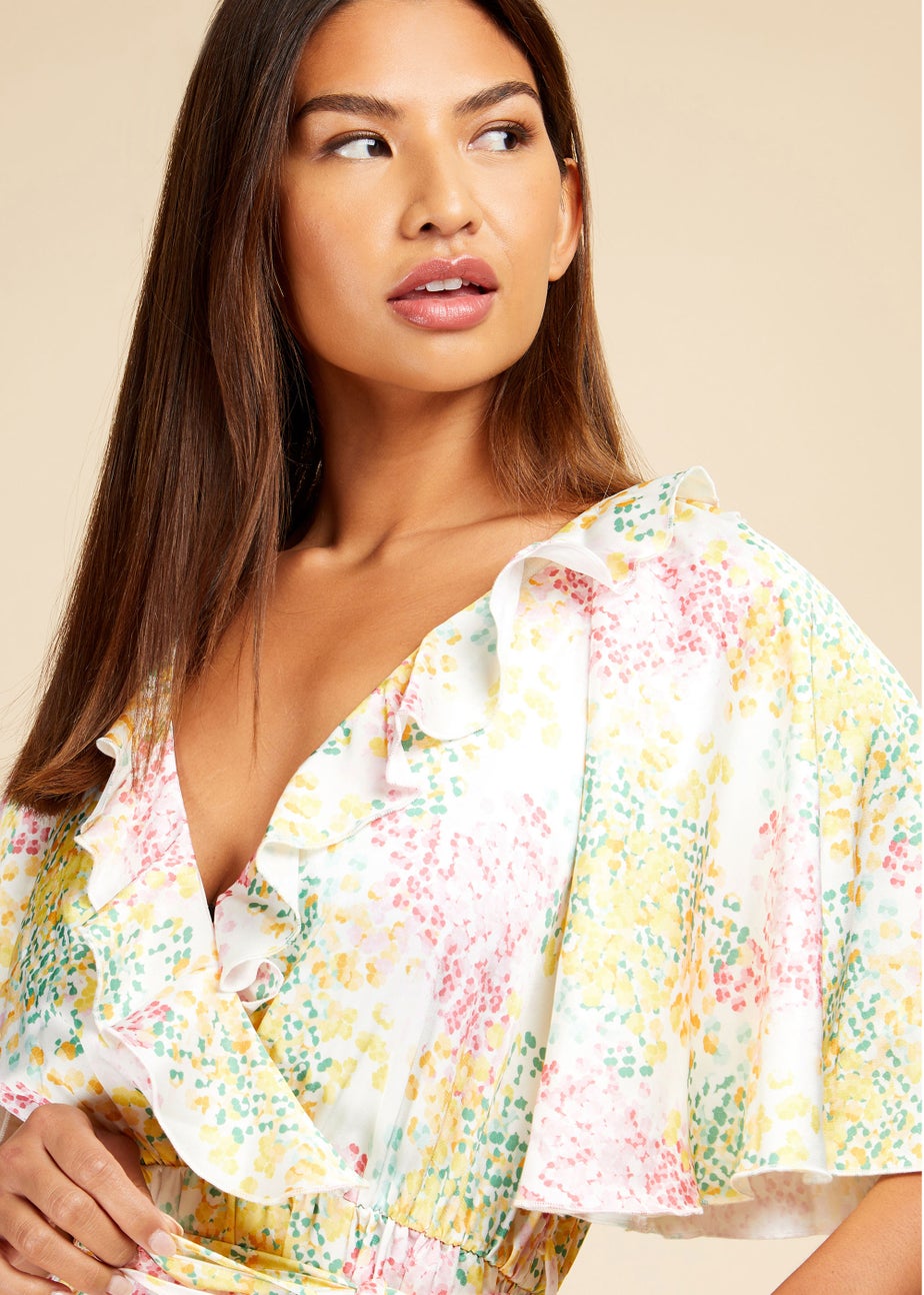 Little Mistress Blossom Frill Mock Wrap Maxi Dress