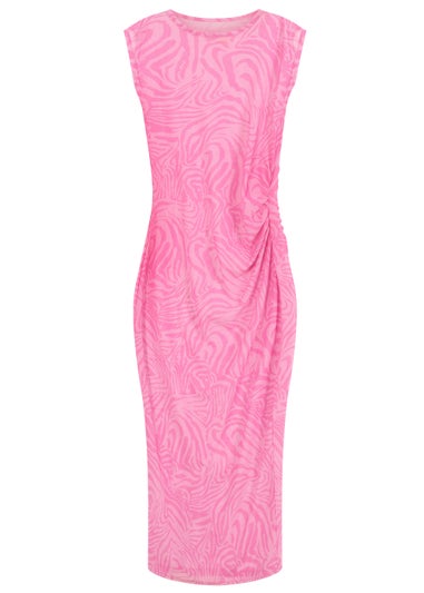 Girls on Film by Dani Dyer Pink Print Mesh Midi Dress