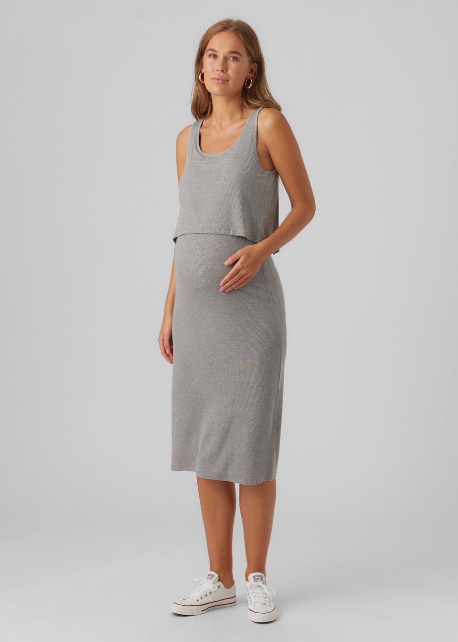 Mamalicious Maternity Grey Midi Dress