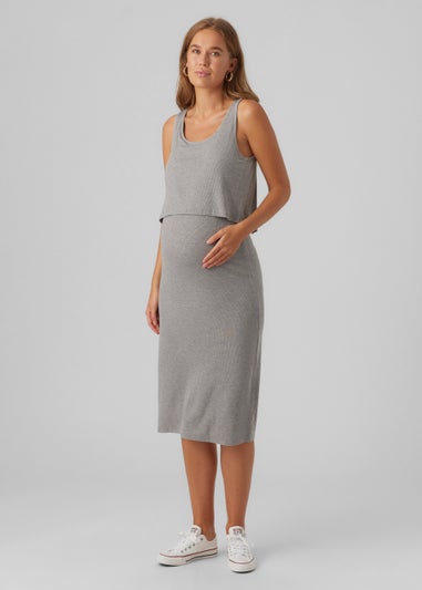 Mamalicious Maternity Grey Midi Dress