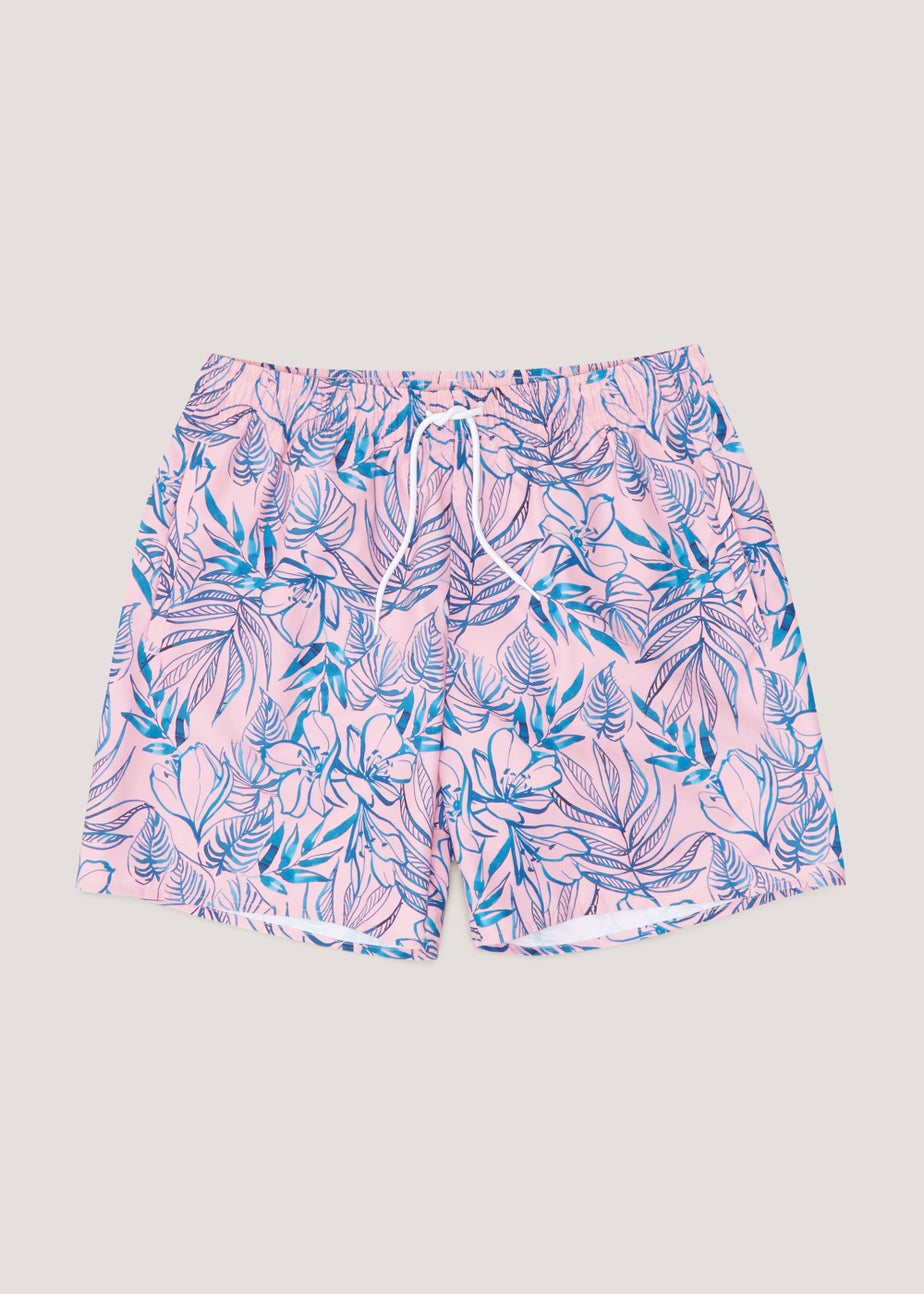 Pink Tropical Floral Swim Shorts