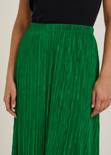 Green Plisse Midi Skirt