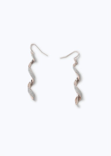 Rose Gold Glitter Spiral Earrings