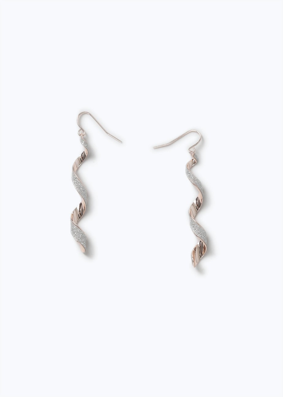Rose Gold Glitter Spiral Earrings
