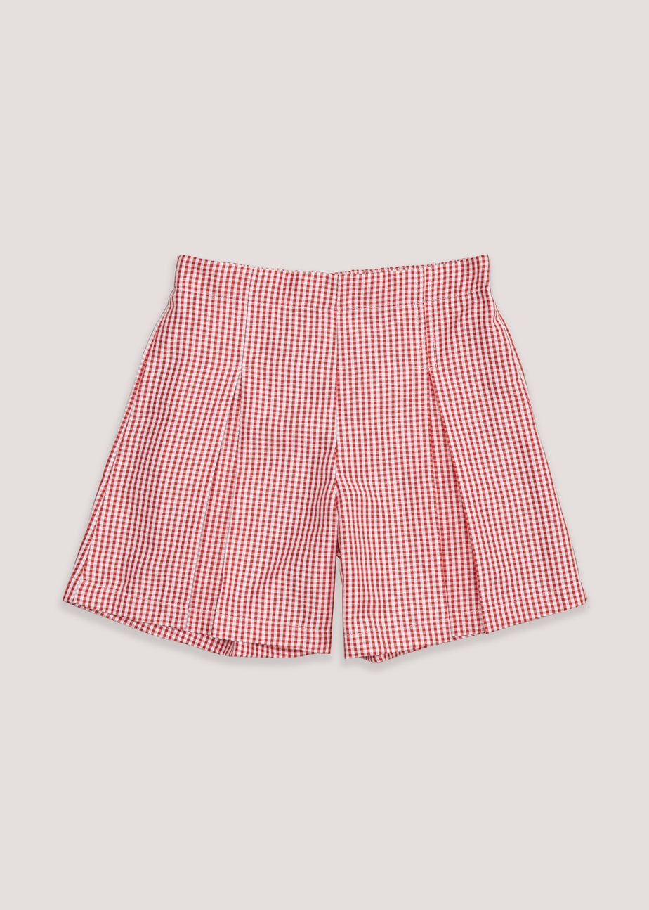 Girls Red Gingham Culotte School Shorts (3-13yrs)