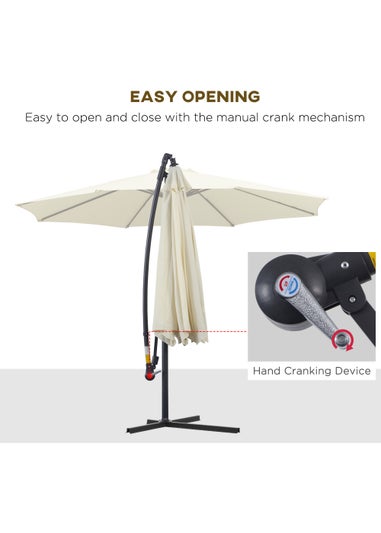 Outsunny Garden Cantilever Parasol Patio Banana Umbrella (3m)
