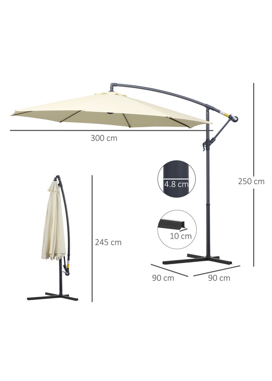 Outsunny Garden Cantilever Parasol Patio Banana Umbrella (3m)