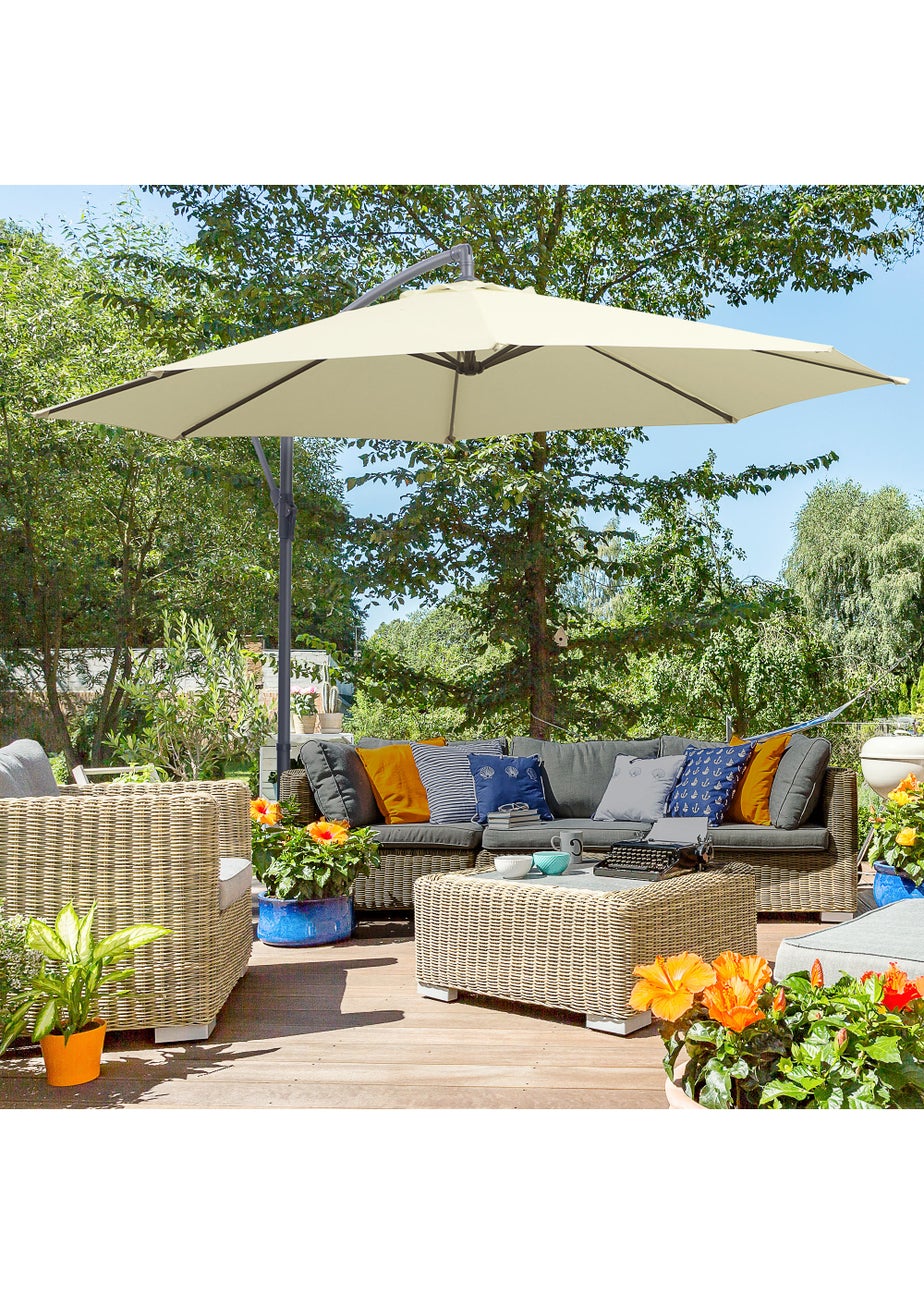 Outsunny Garden Cantilever Parasol Patio Banana Umbrella (3m)
