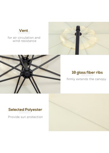 Outsunny Garden Cantilever Parasol Patio Banana Umbrella (3m)