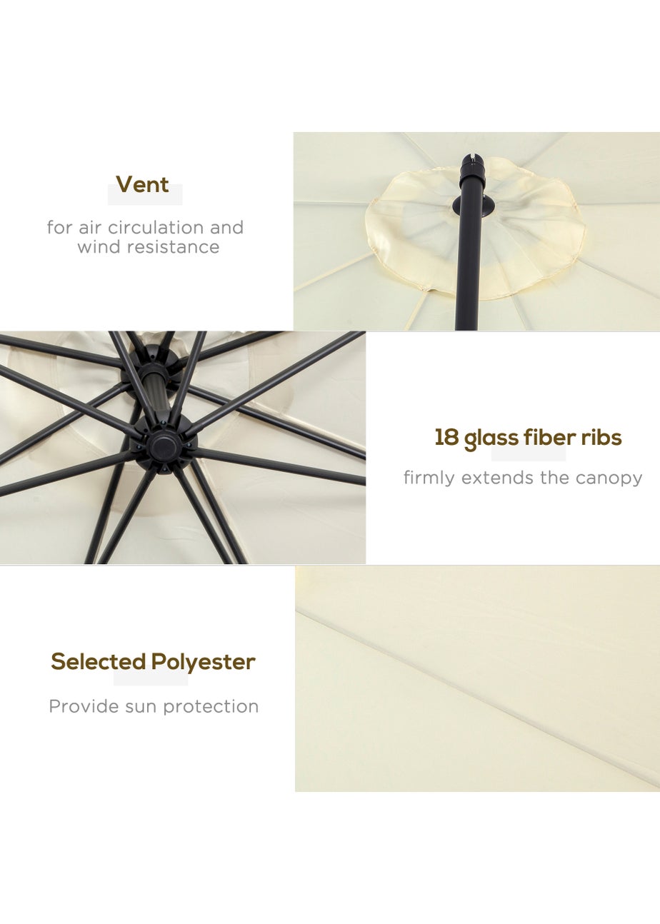 Outsunny Garden Cantilever Parasol Patio Banana Umbrella (3m)