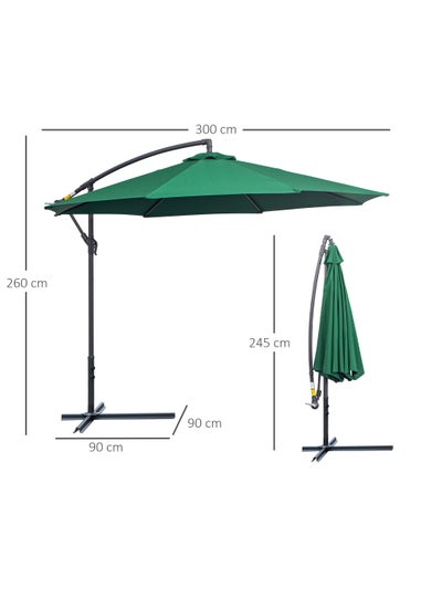 Outsunny Garden Banana Parasol Cantilever Umbrella (3m)
