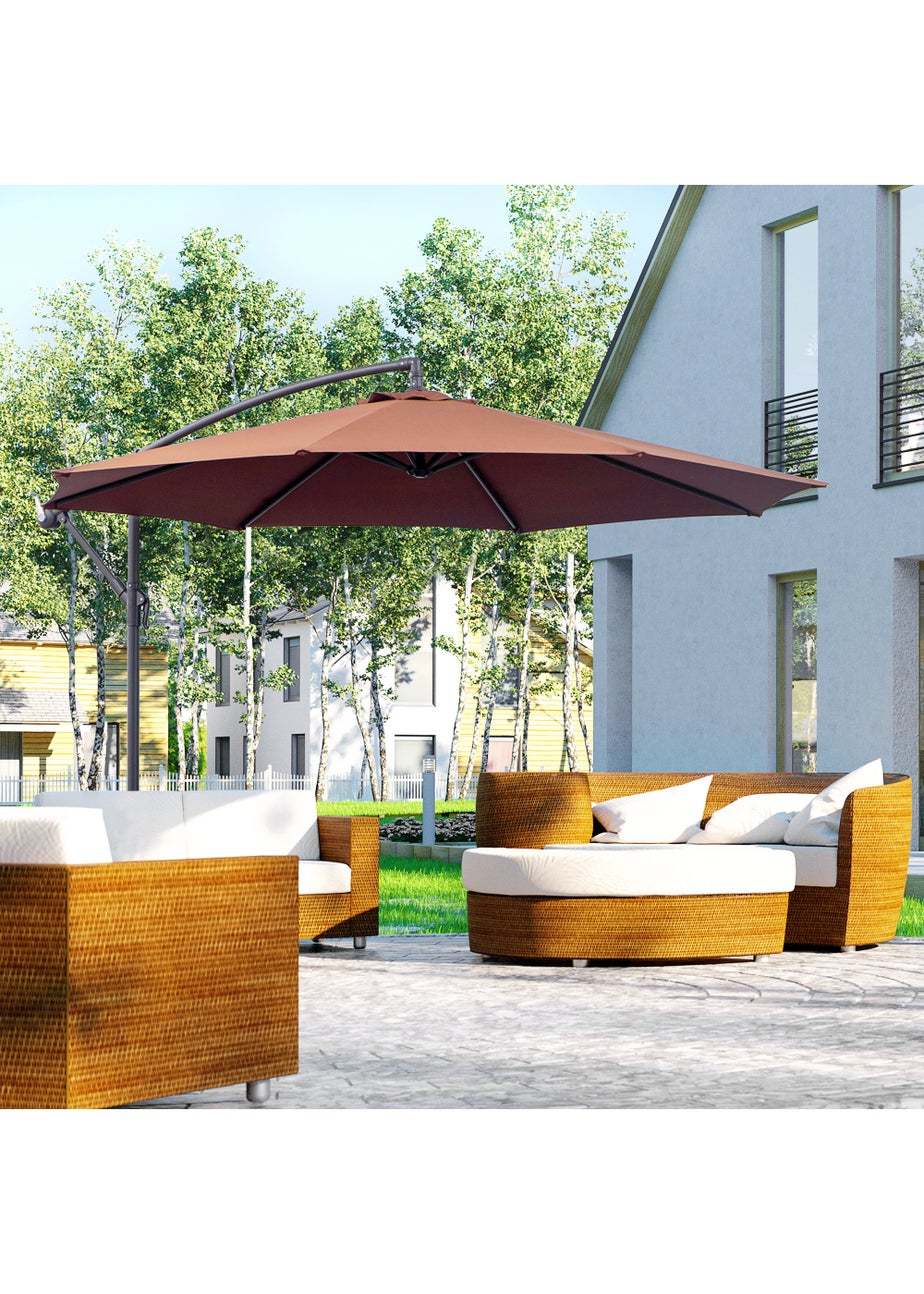 Outsunny Garden Banana Parasol Cantilever Umbrella (3m)