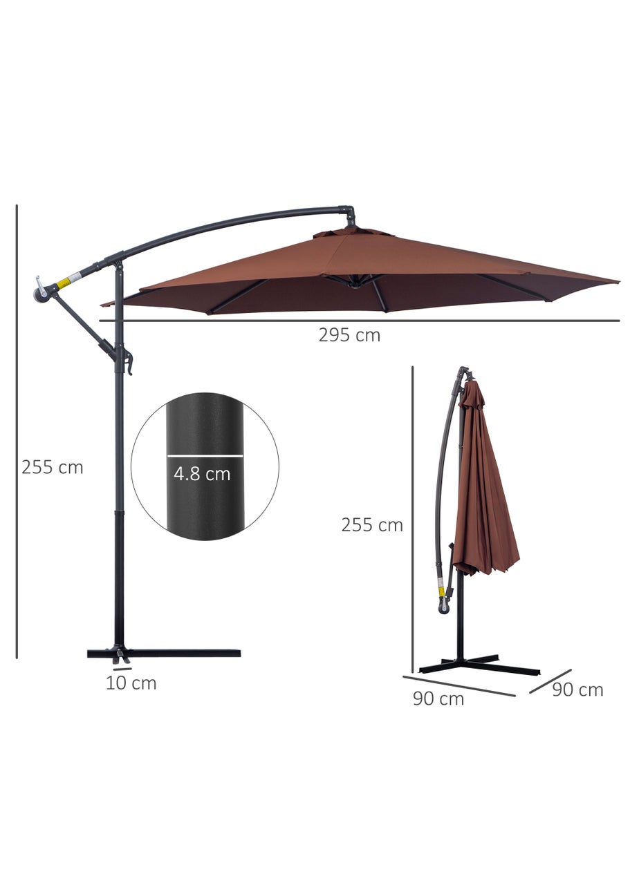 Outsunny Garden Banana Parasol Cantilever Umbrella (3m)