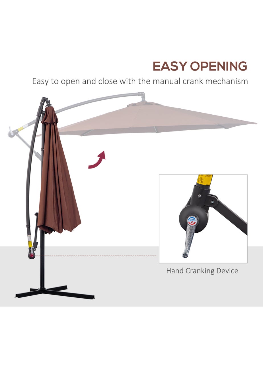 Outsunny Garden Banana Parasol Cantilever Umbrella (3m)