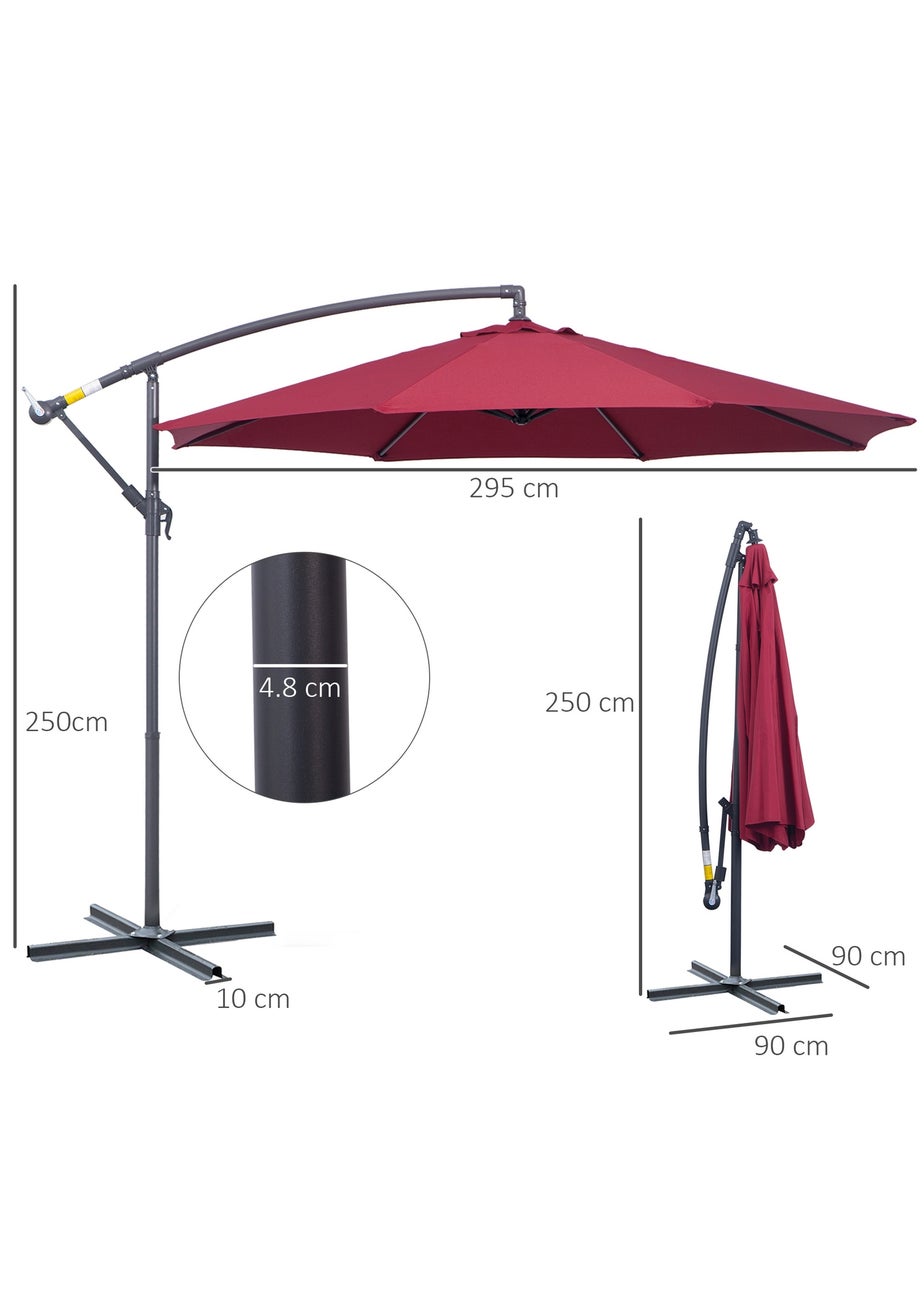 Outsunny Garden Banana Parasol Cantilever Umbrella (3m)