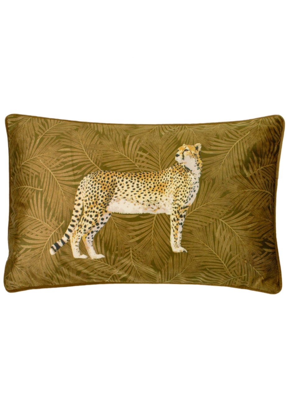 Paoletti Cheetah Jungle Velvet Cushion (30cm x 50cm x 8cm)
