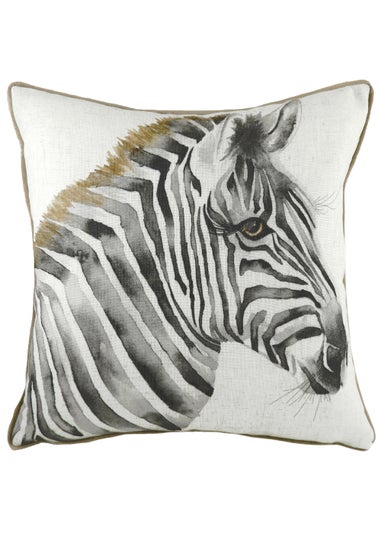 Evans Lichfield Watercolour Zebra Cushion (43cm x 43cm x 8cm)
