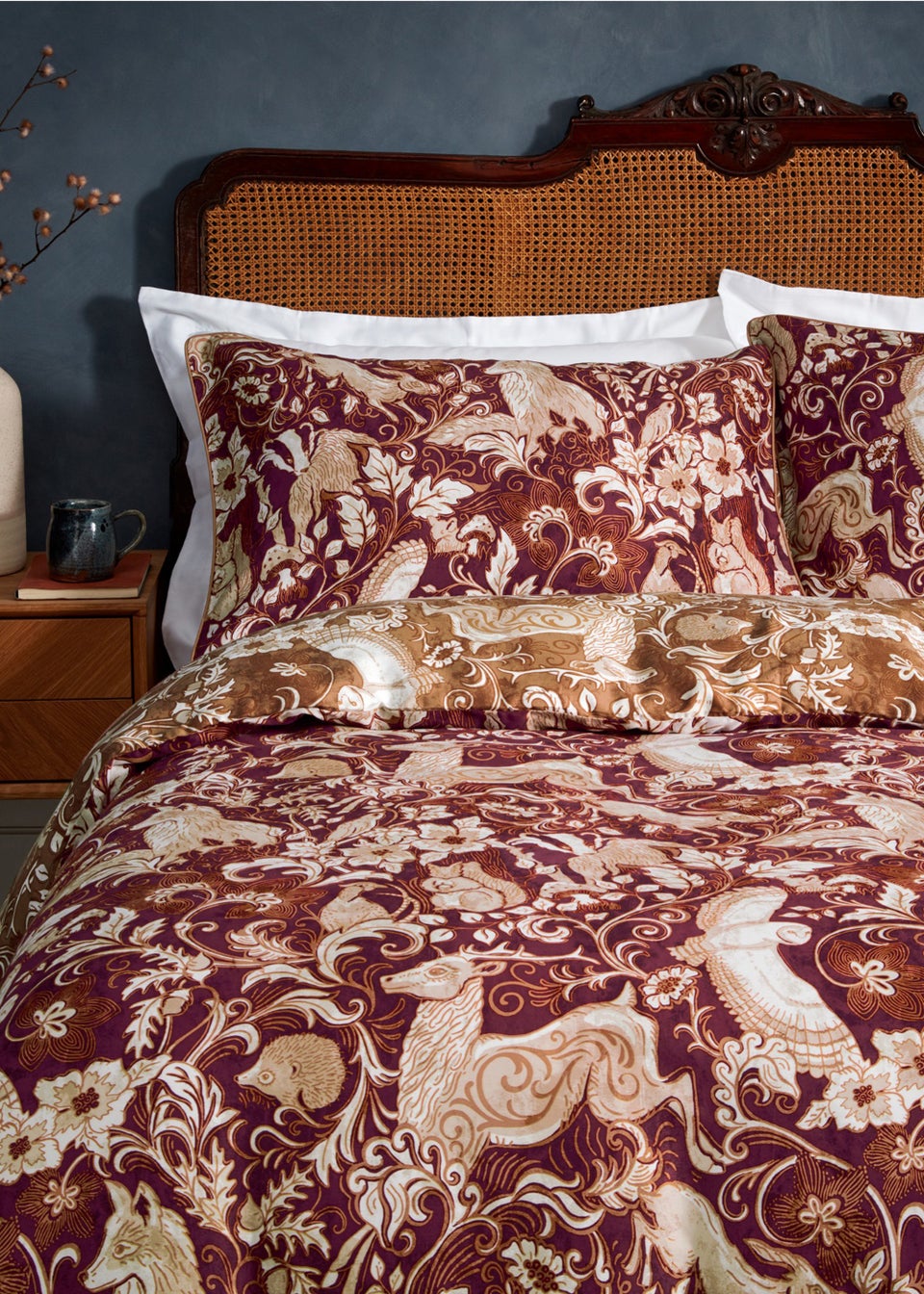 Paoletti Harewood British Animal 100% Cotton Duvet Cover Set Ruby