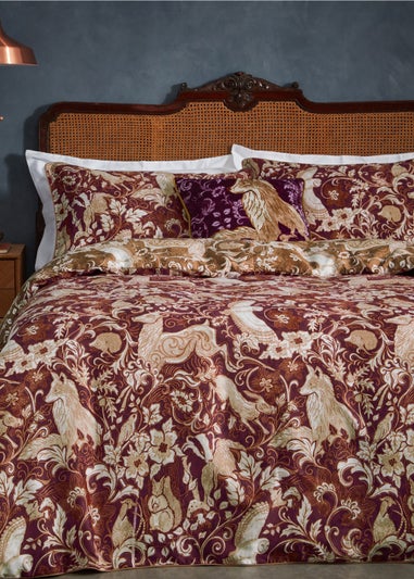 Paoletti Harewood British Animal 100% Cotton Duvet Cover Set Ruby