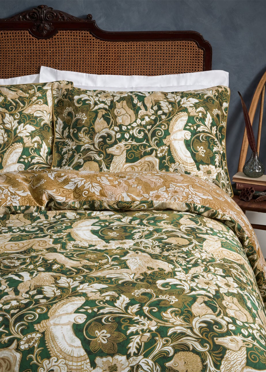 Paoletti Harewood British Animal 100% Cotton Duvet Cover Set Emerald