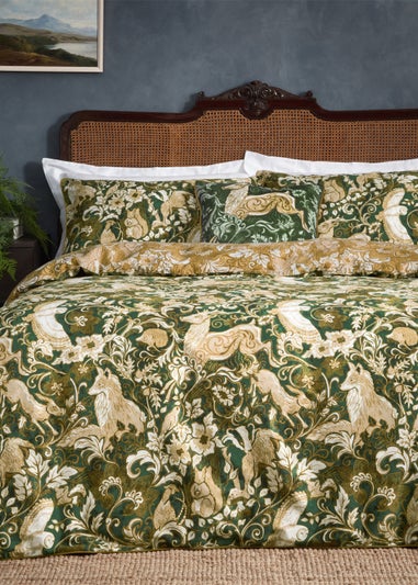 Paoletti Harewood British Animal 100% Cotton Duvet Cover Set Emerald