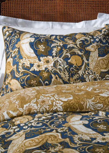 Paoletti Harewood British Animal 100% Cotton Duvet Cover Set Blue