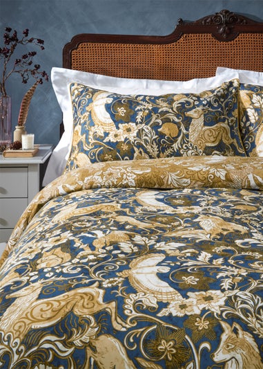 Paoletti Harewood British Animal 100% Cotton Duvet Cover Set Blue