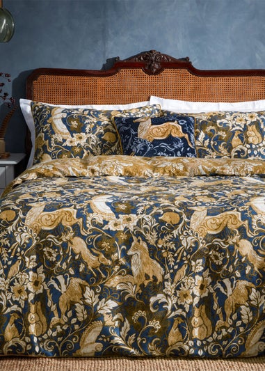 Paoletti Harewood British Animal 100% Cotton Duvet Cover Set Blue
