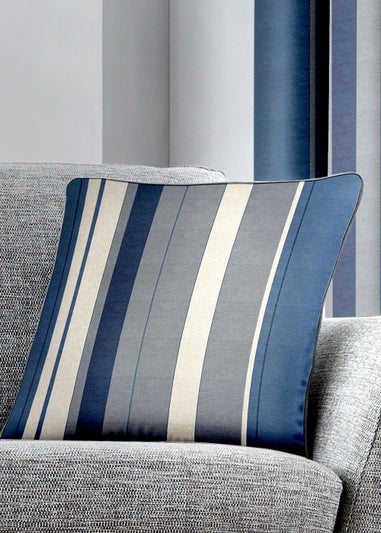 Fusion Whitworth Stripe Blue Filled Cushion (43cm x 43cm)