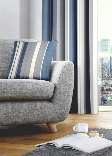 Fusion Whitworth Stripe Blue Filled Cushion (43cm x 43cm)