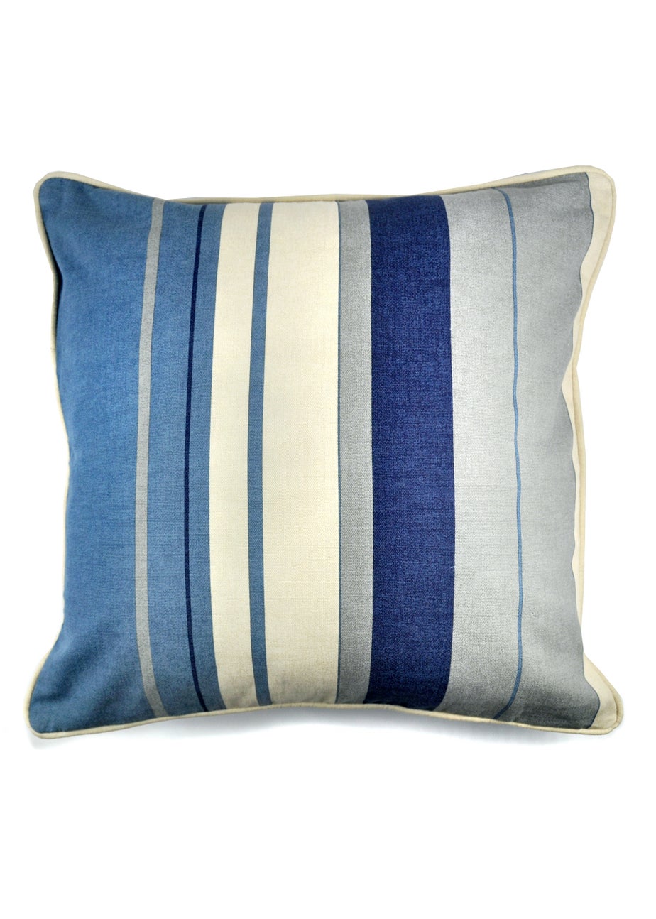 Fusion Whitworth Stripe Blue Filled Cushion (43cm x 43cm)