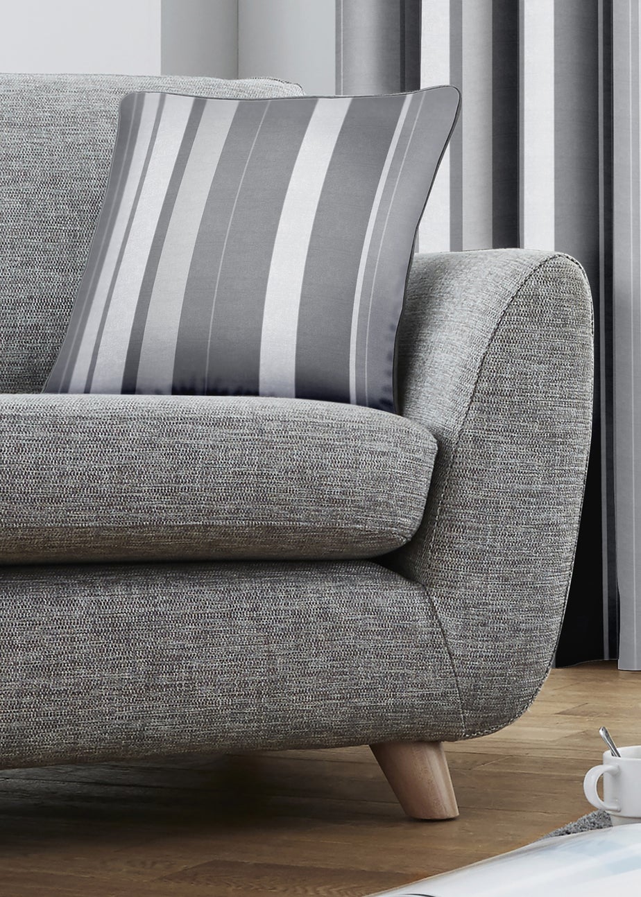 Fusion Whitworth Stripe Grey Filled Cushion (43cm x 43cm)