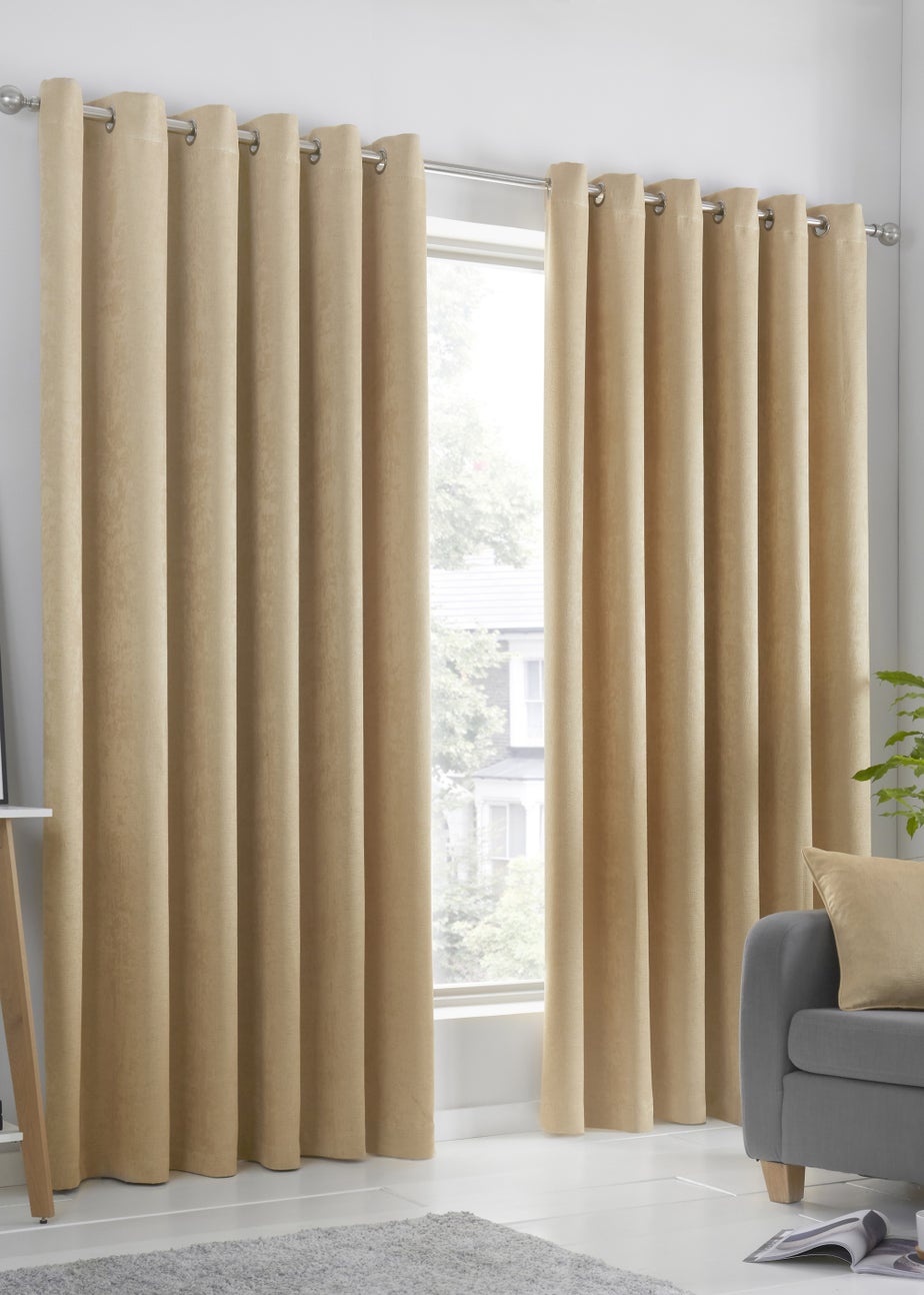Fusion Strata Dimout Yellow Eyelet Curtains