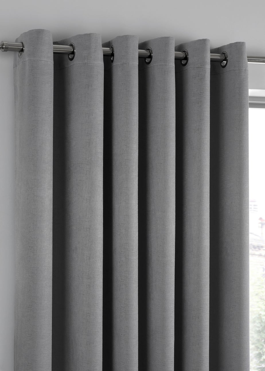 Fusion Strata Dimout Silver Eyelet Curtains