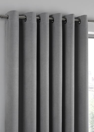 Fusion Strata Dimout Silver Eyelet Curtains