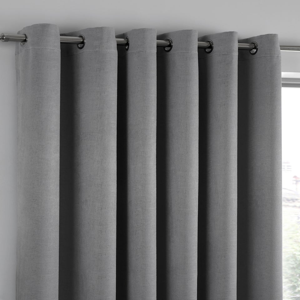 Fusion Strata Dimout Silver Eyelet Curtains