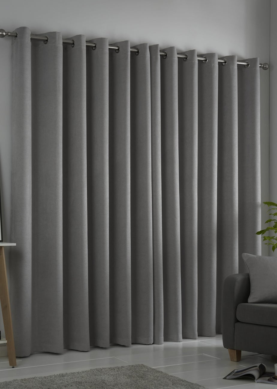 Fusion Strata Dimout Silver Eyelet Curtains