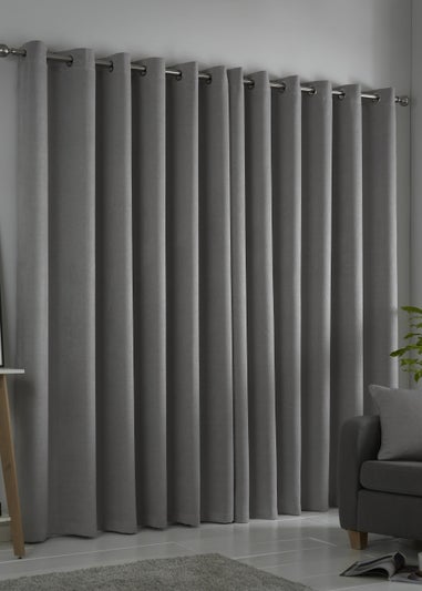 Fusion Strata Dimout Silver Eyelet Curtains
