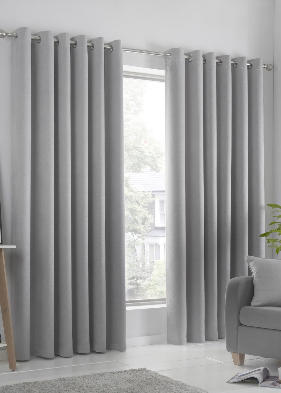 Fusion Strata Dimout Silver Eyelet Curtains