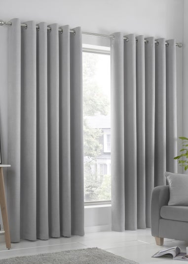 Fusion Strata Dimout Silver Eyelet Curtains